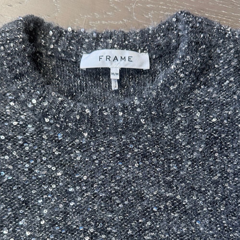Frame Denim Gray Sequin Sweater